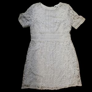 She + Sky knee length crochet light blue dress